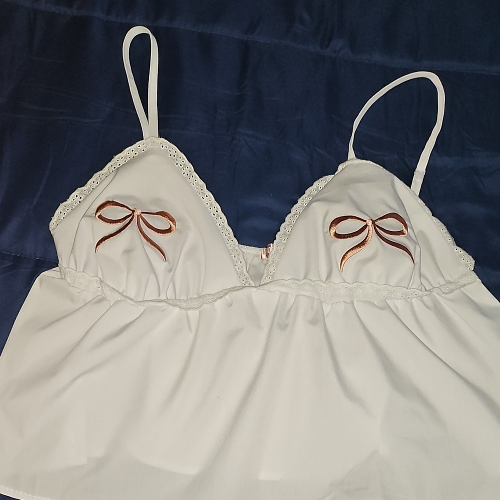 White Chemise with Adjustable Straps and Ruched Bust